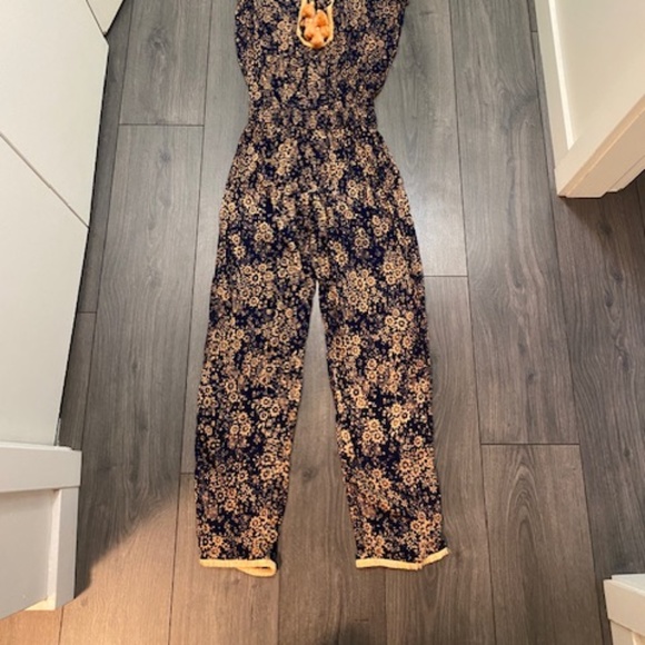 Poupette St. Barth Donna Fringe Trimmed Long Jumpsuit In Navy Dream Size L NWT - Picture 4 of 11